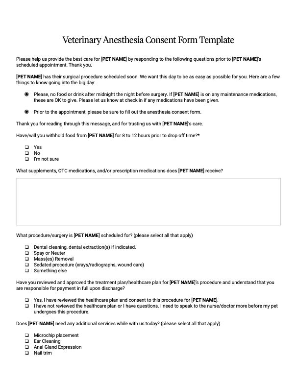 Anesthesia Consent Form Preview